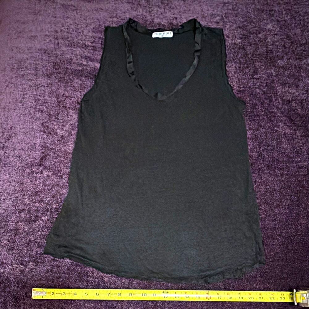 Project Social T Women’s Black Linen Knit Ruffle V-Neck Sleeveless Tank M